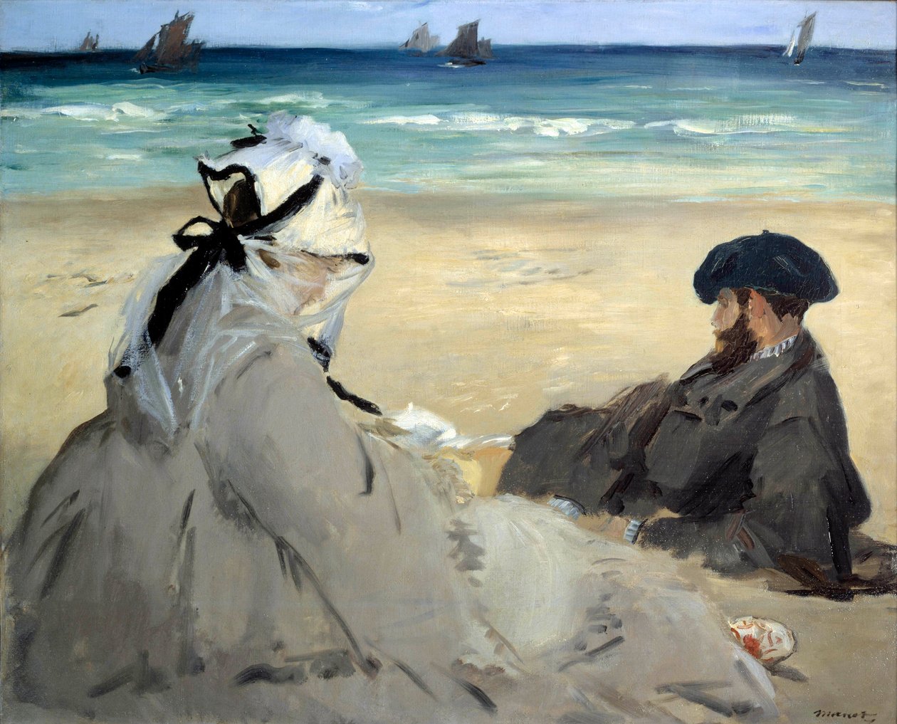 On the beach (detail) by Édouard Manet