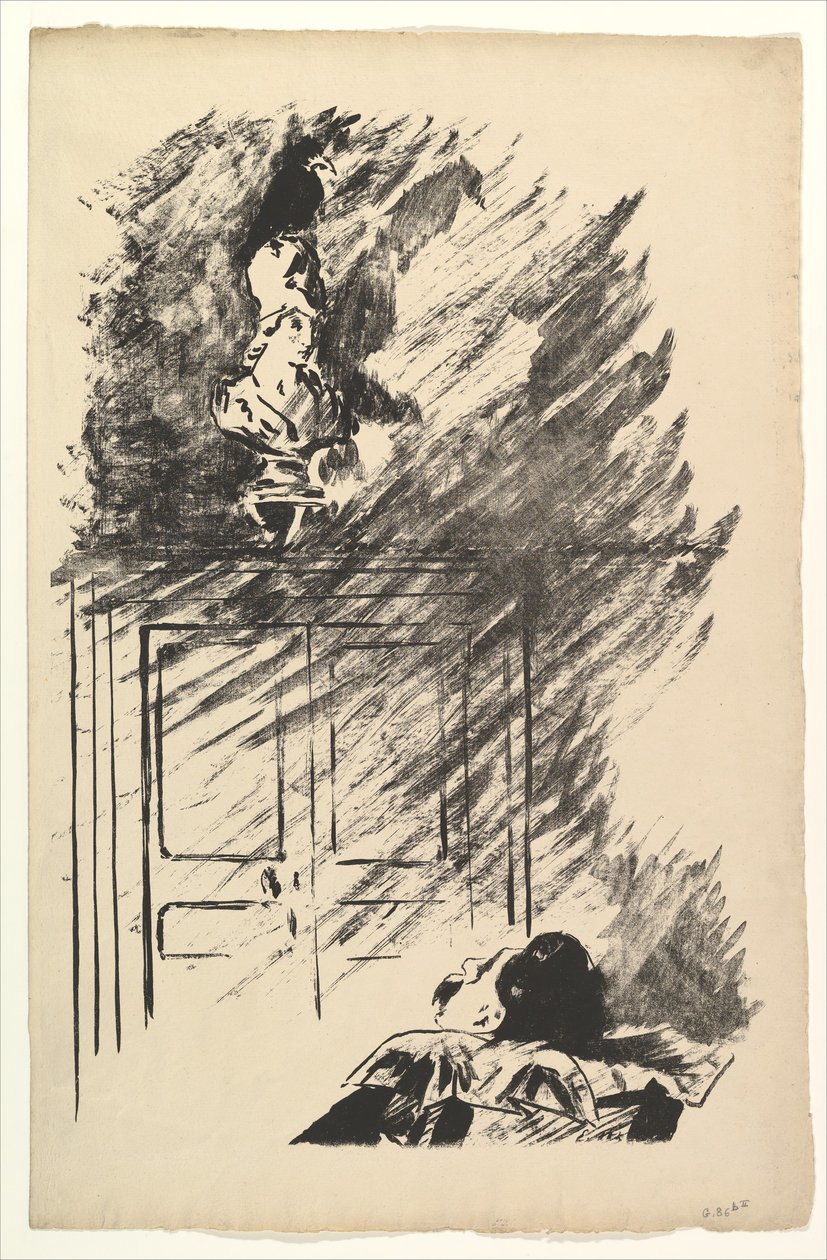 Perched upon a Bust of Pallas. Illustration to The Raven by Edgar Allan Poe, 1875 by Édouard Manet