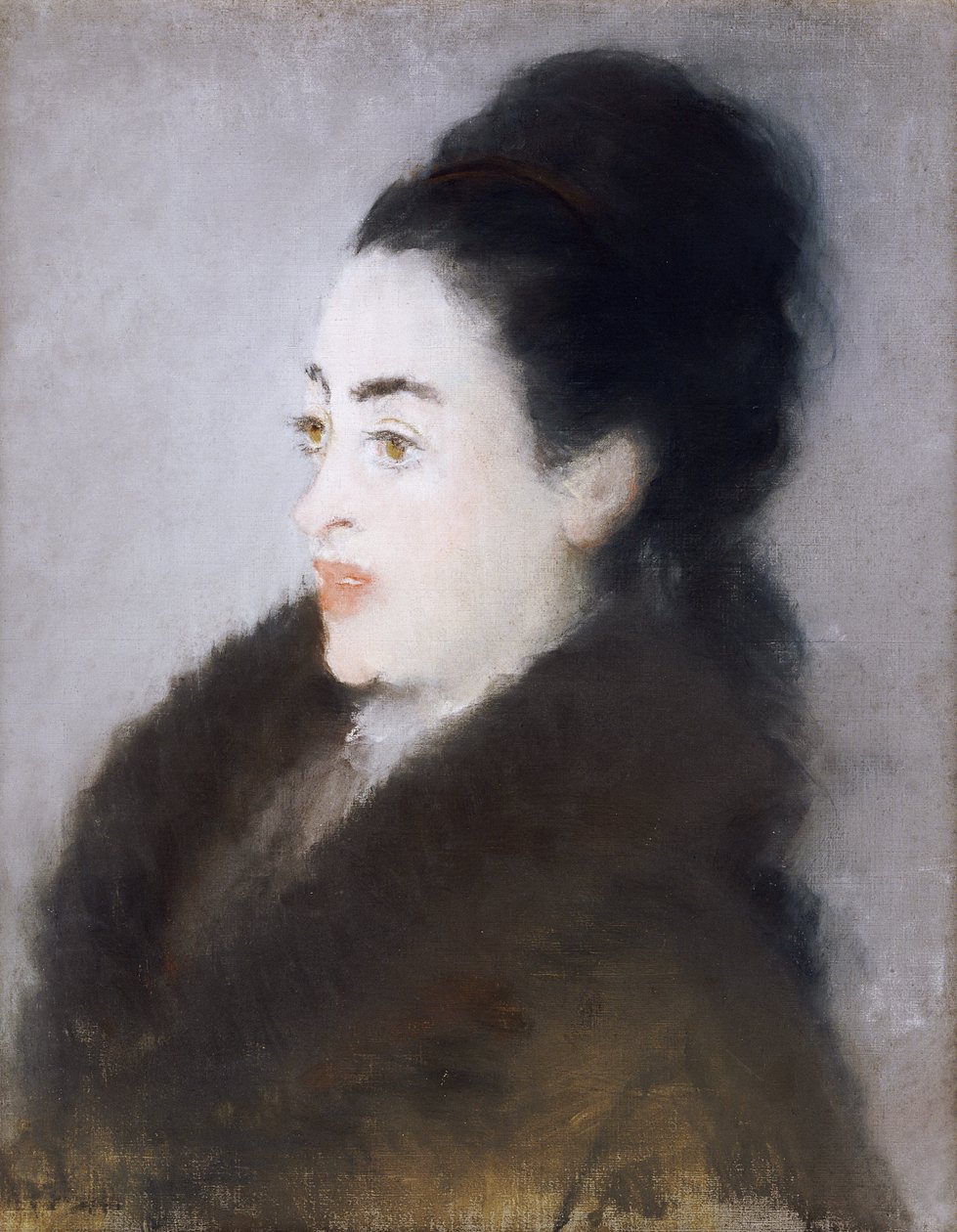 Woman in a Fur Coat in Profile by Édouard Manet