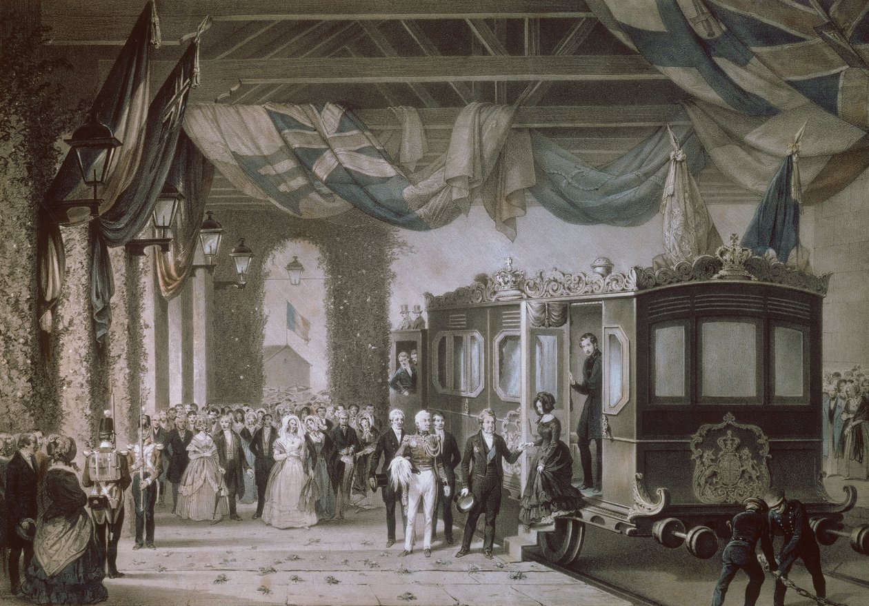 Queen Victoria and Prince Albert Arriving at Gosport Station, Hampshire, 1846 by Edouard Pingret