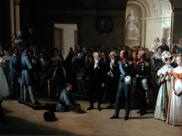 Tsar Alexander I (1777-1825) visiting the Paris Hotel de La Monnaie on 25th May 1814 by Edouard Pingret