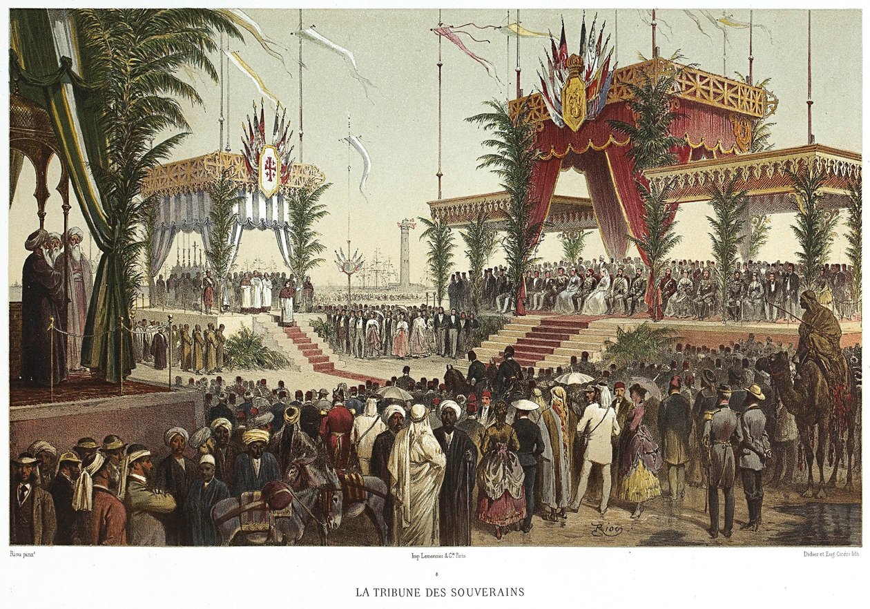 Canal de Suez. La Tribune des Souverains by Edouard Riou
