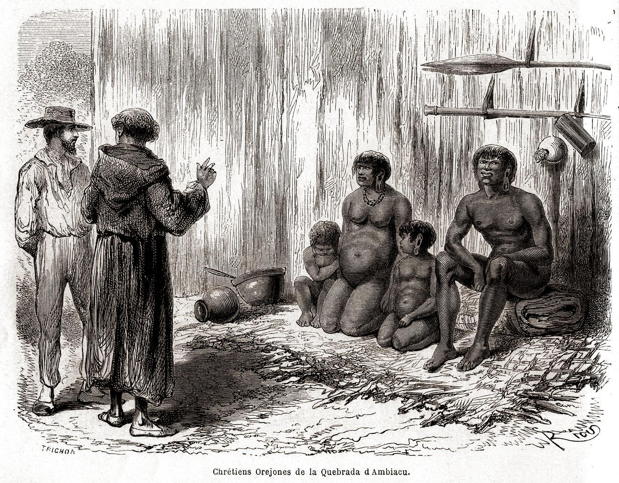 Christian evangelization of a family of Yahuas Orejones Indians in Peru by Edouard Riou
