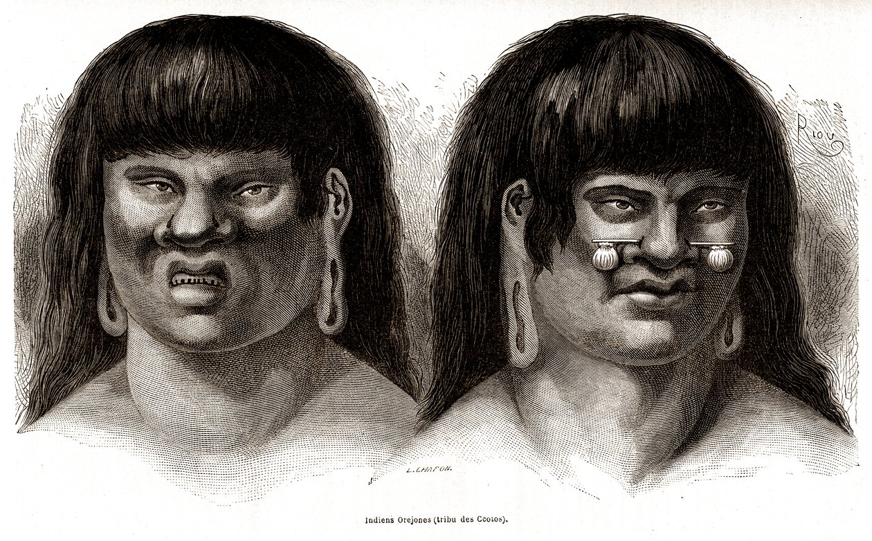 Couple of Peruvian Orejones Indians (Ccotos Tribe) by Edouard Riou