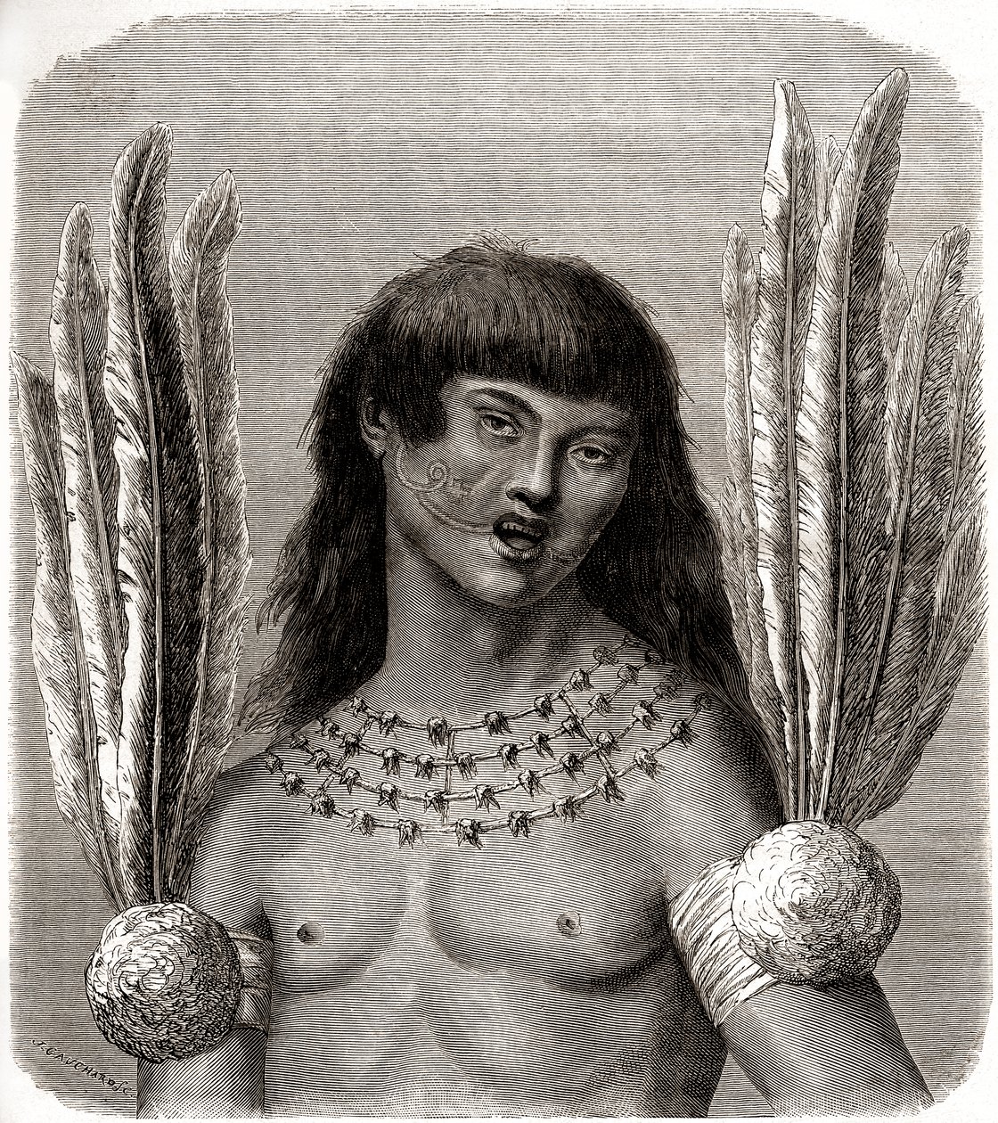 Portrait of a Ticuna Indian from Peru by Edouard Riou