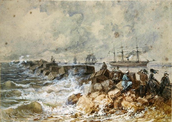 The Suez Canal, from a Souvenir Album Commemorating the Voyage of Empress Eugenie at the Inauguration in 1869 by Edouard Riou