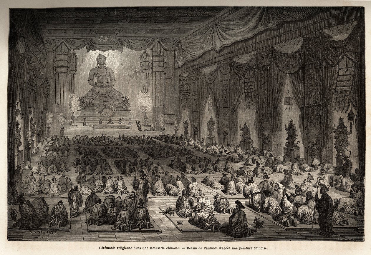 Religious ceremony in a Chinese lamasserie by Edouard Vaumort