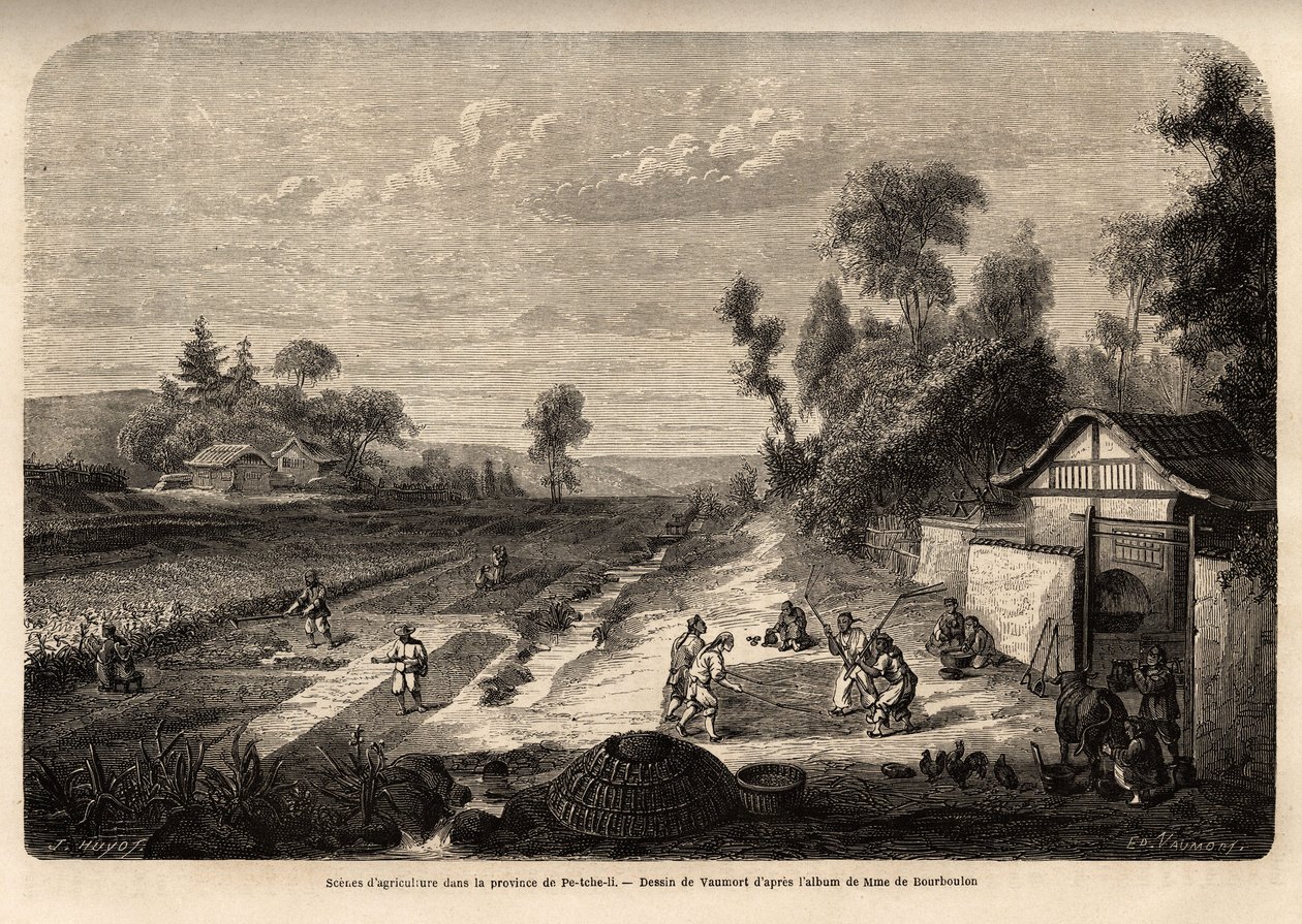 Scenes of agriculture in the harvest season, in the province of Pe-Tche-Li by Edouard Vaumort