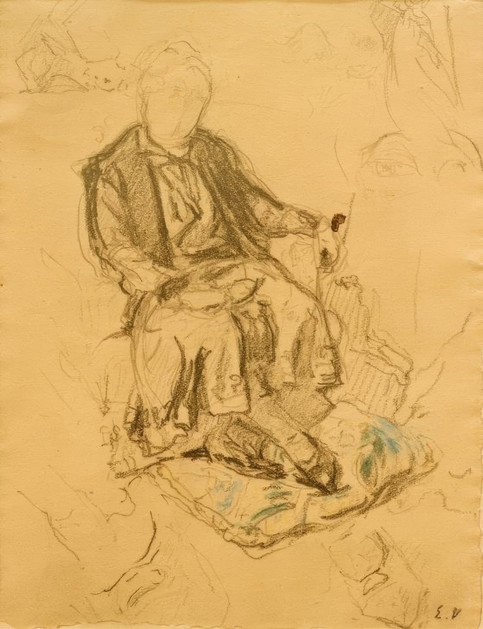 Madame Bénard Seated, Feet on a Cushion by Edouard Vuillard
