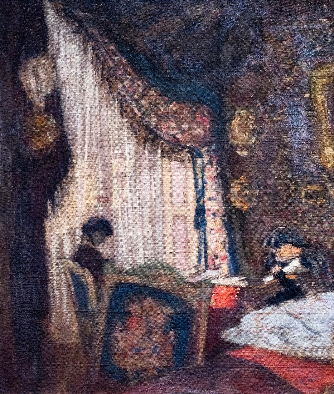 Madame Hessel and Madame Aron Sewing in the Salon at Ormesson, circa 1902 by Edouard Vuillard