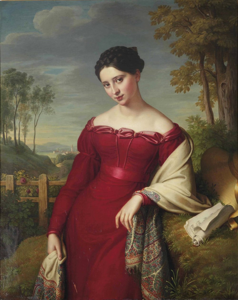 Portrait of a Young Elegant Lady by Eduard Friedrich Leybold