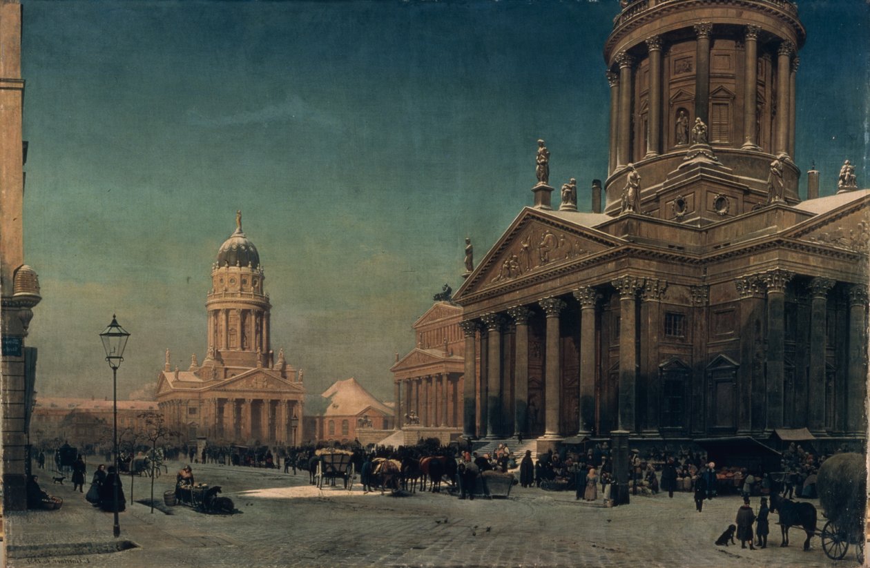 Gendarmenmarkt in Winter, 1857 by Johann Philipp Eduard Gartner