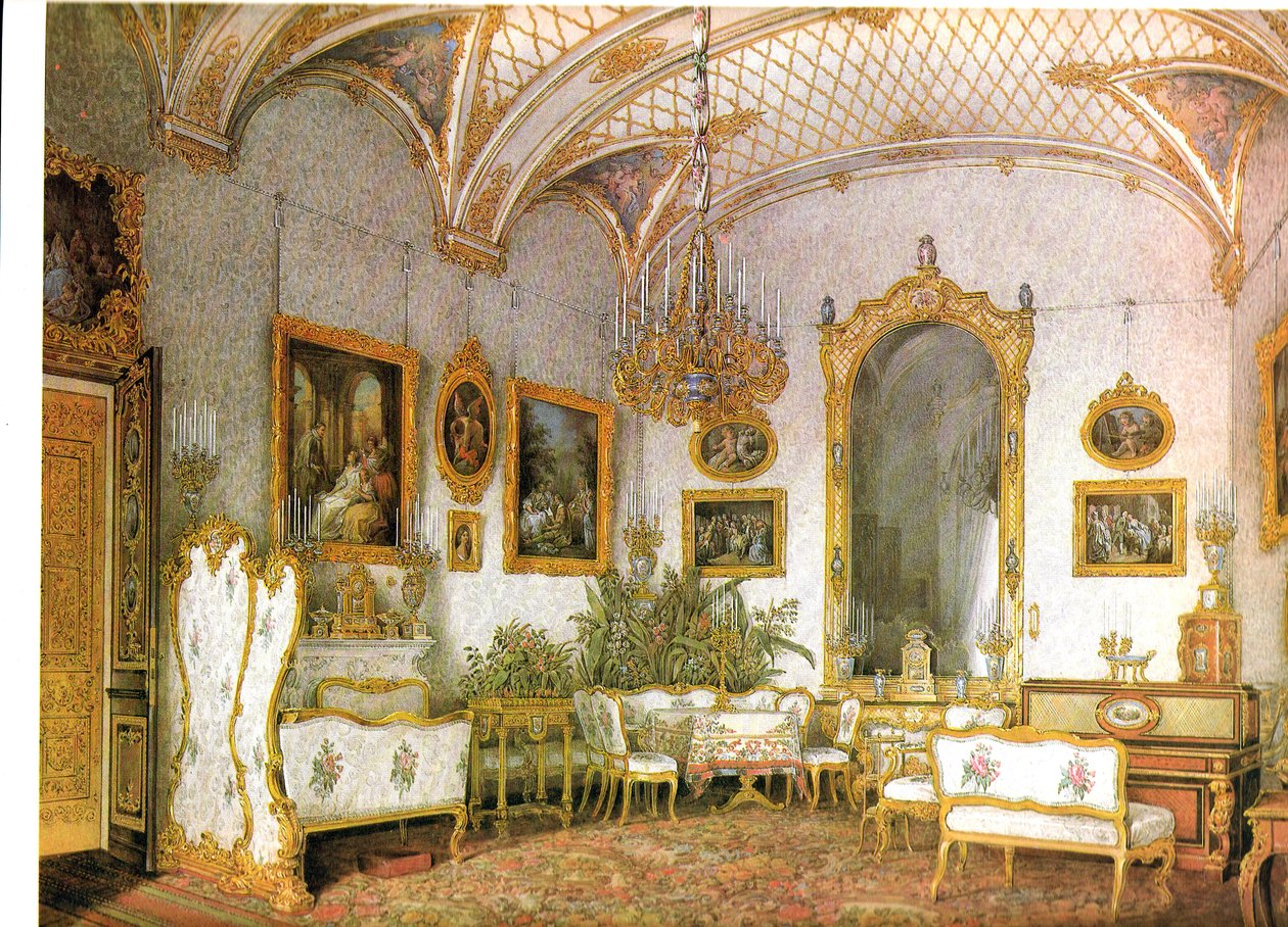 Interiors of the Winter Palace. The white drawing room in the North-Western Risolite (Alexandra Fedorovna suite) by Eduard Hau