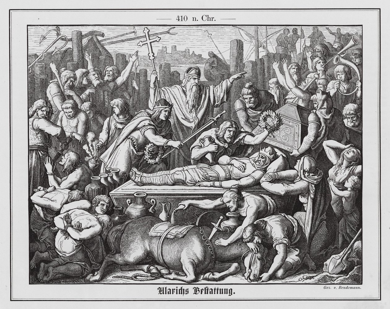 Funeral of Alaric I, King of the Visigoths, 410 by Eduard Bendemann
