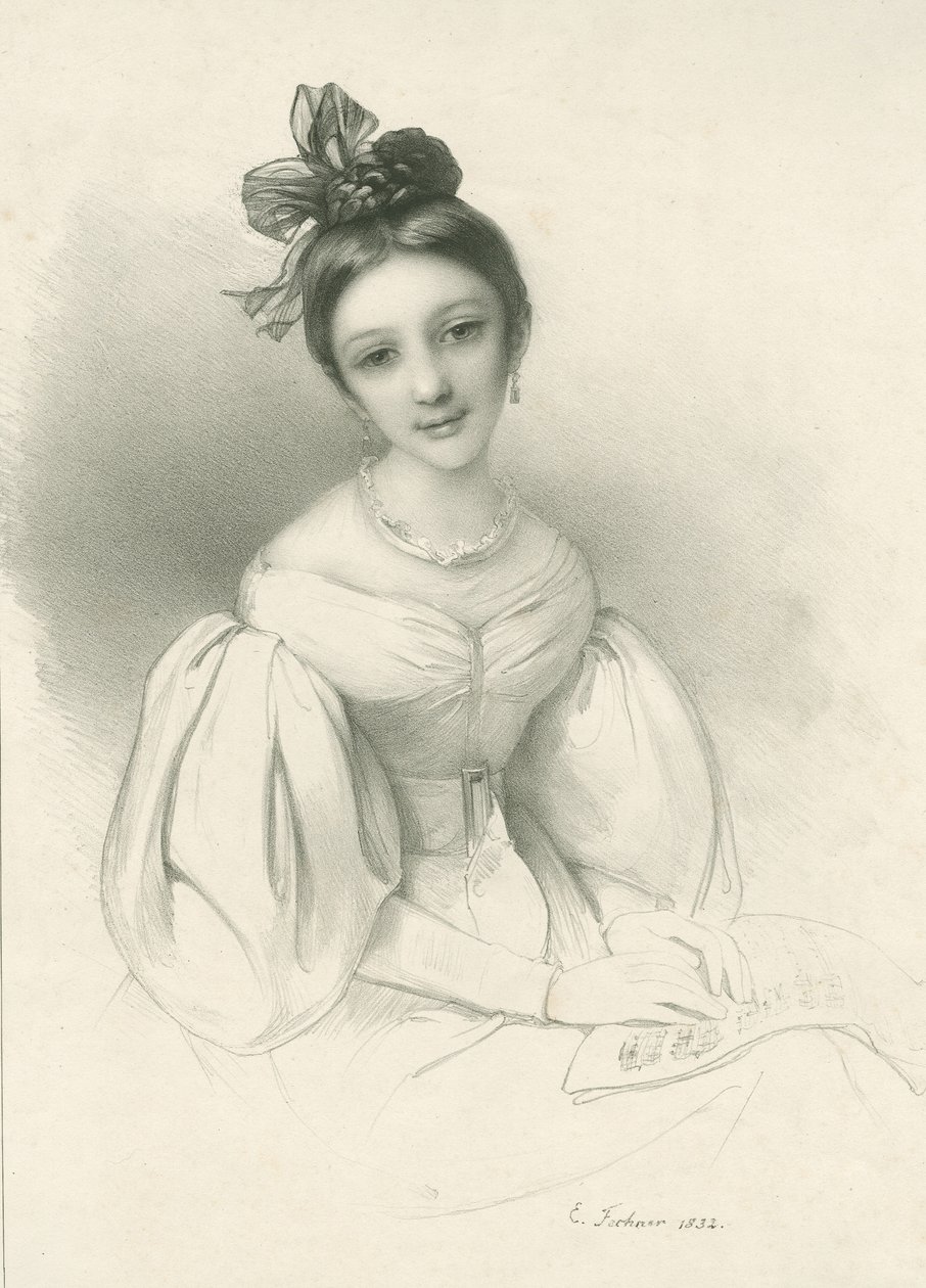 Portrait of Clara Wieck-Schumann, 1832 by Eduard Clemens Fechner