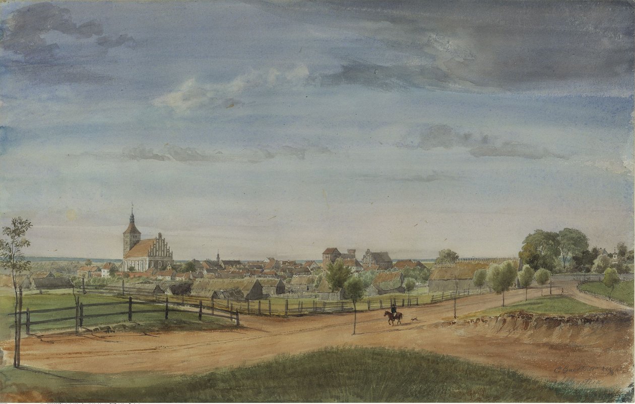 Allenstein [East Prussia] with Road Intersection in the Foreground by Eduard Gaertner
