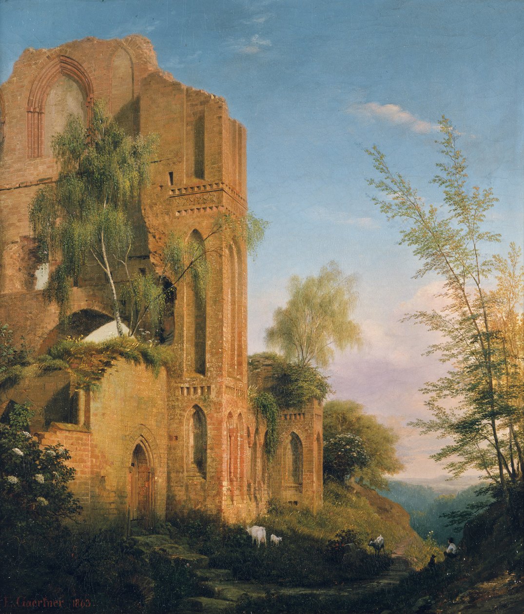 View of the Lehnin Monastery Ruins by Eduard Gaertner