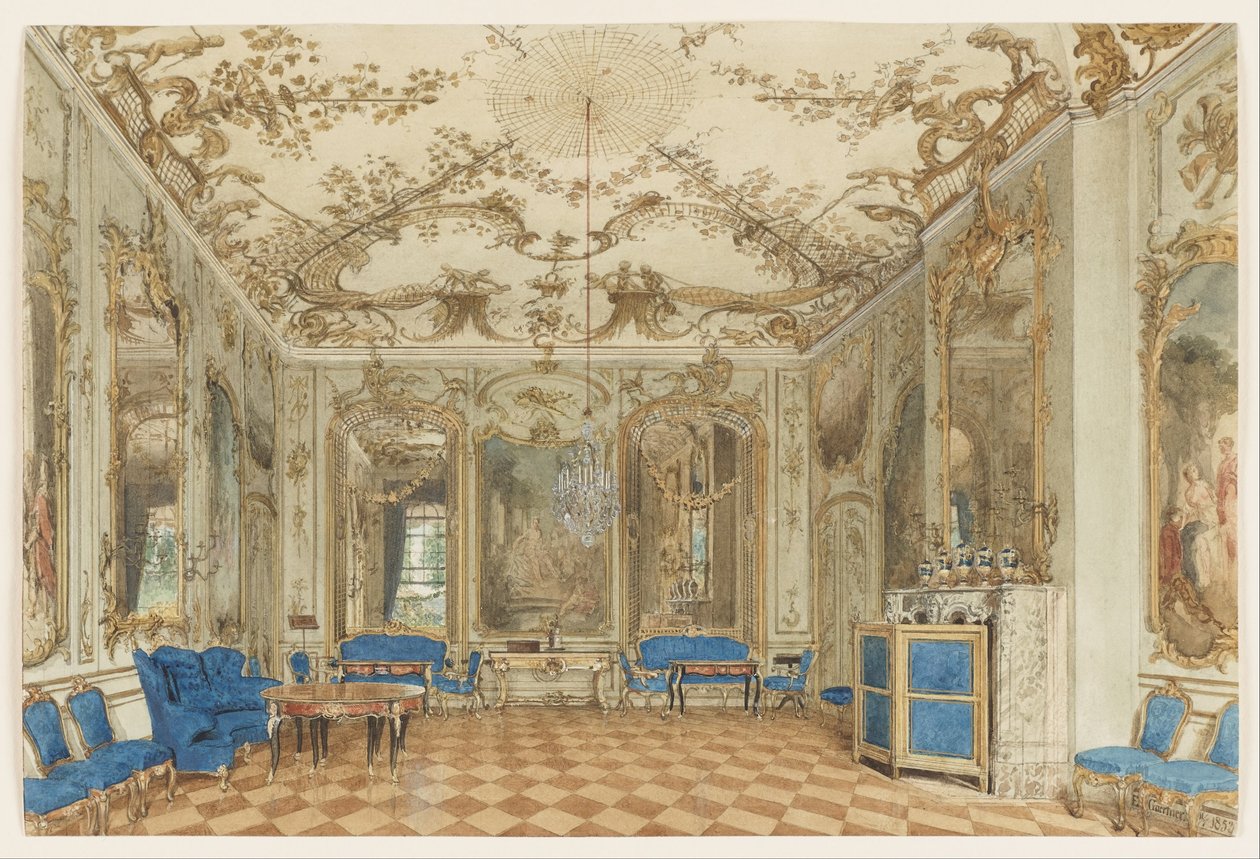 Concert Room of Sanssouci Palace, Potsdam, Germany by Eduard Gaertner