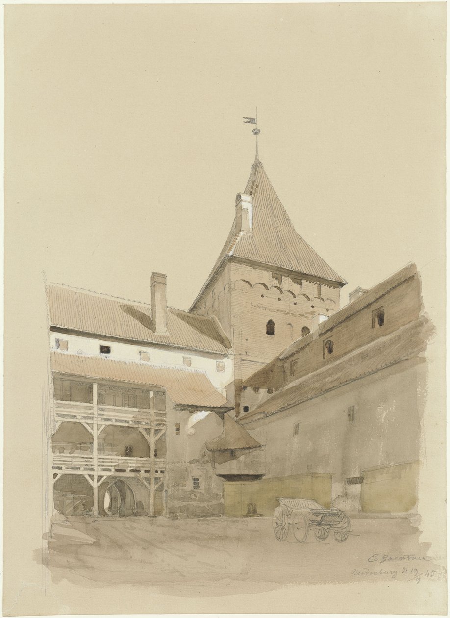 The Courtyard of Neidenburg Castle by Eduard Gaertner