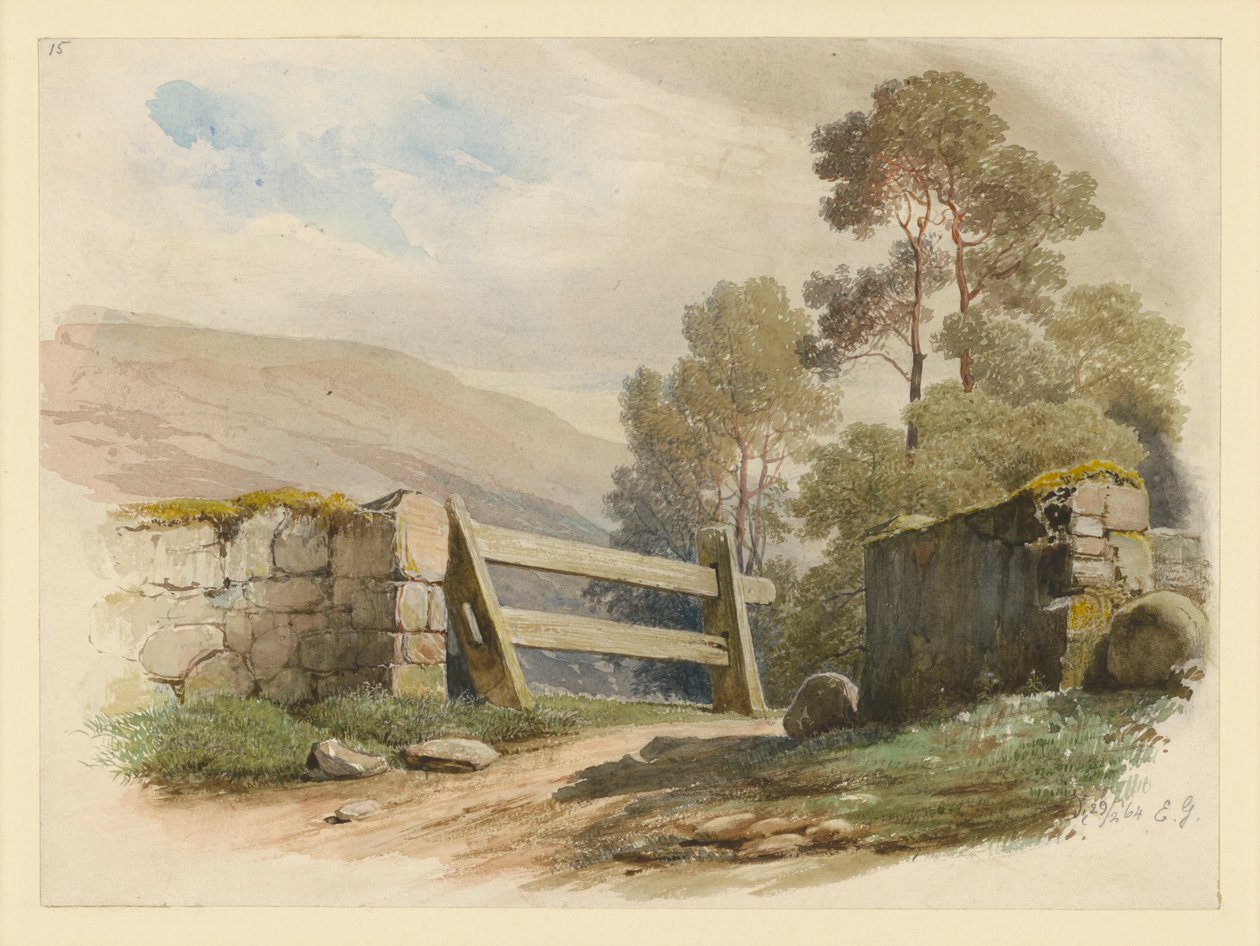 Landscape with Stone Wall and Gate by Eduard Gaertner