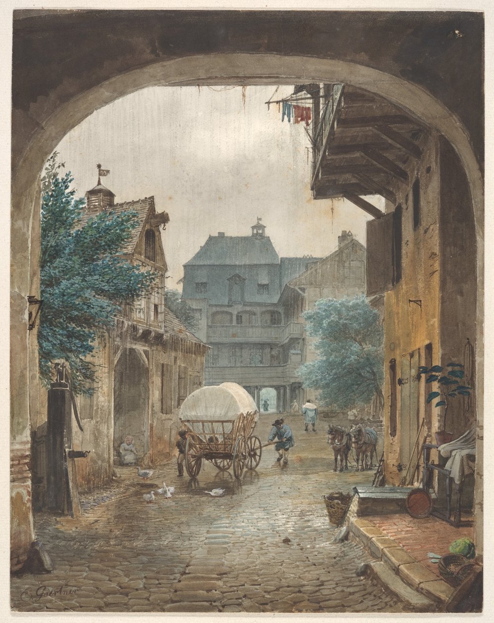 View into the Courtyard of an Inn at Colmar by Eduard Gaertner