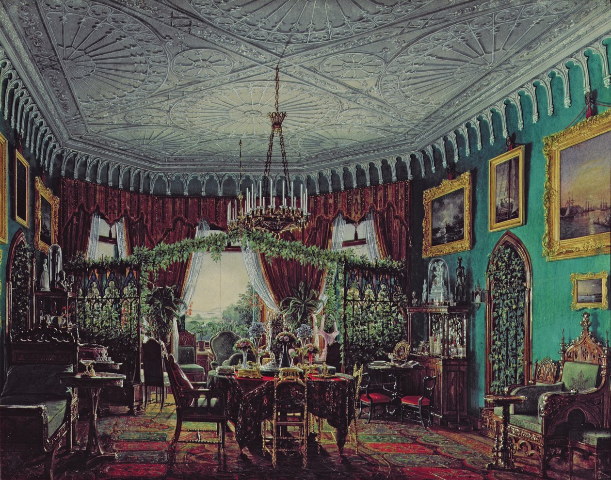 Drawing Room of Empress Alexandra Feodorovna by Eduard Hau