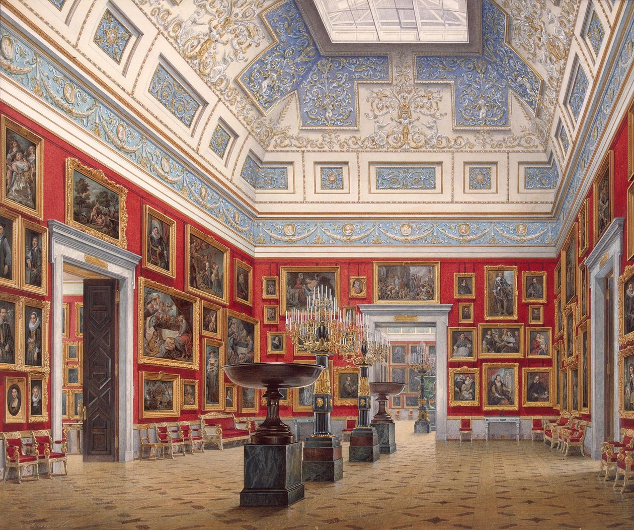 Interiors of the New Hermitage. The Room of Flemish painting, 1854 by Eduard Hau