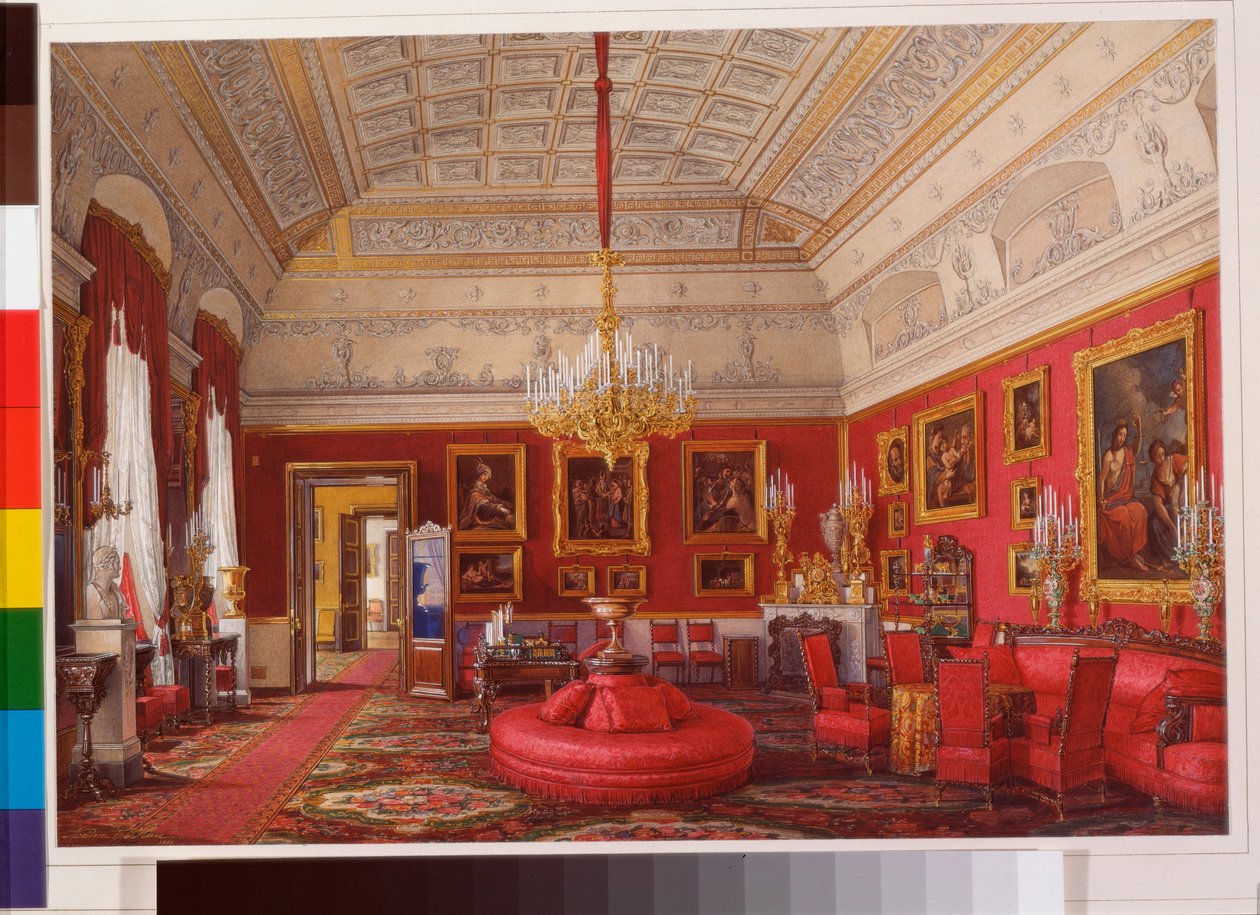 Interiors of the Winter Palace: The First Reserved Apartment - The Large Study of Grand Princess Maria Nikolayevna by Eduard Hau