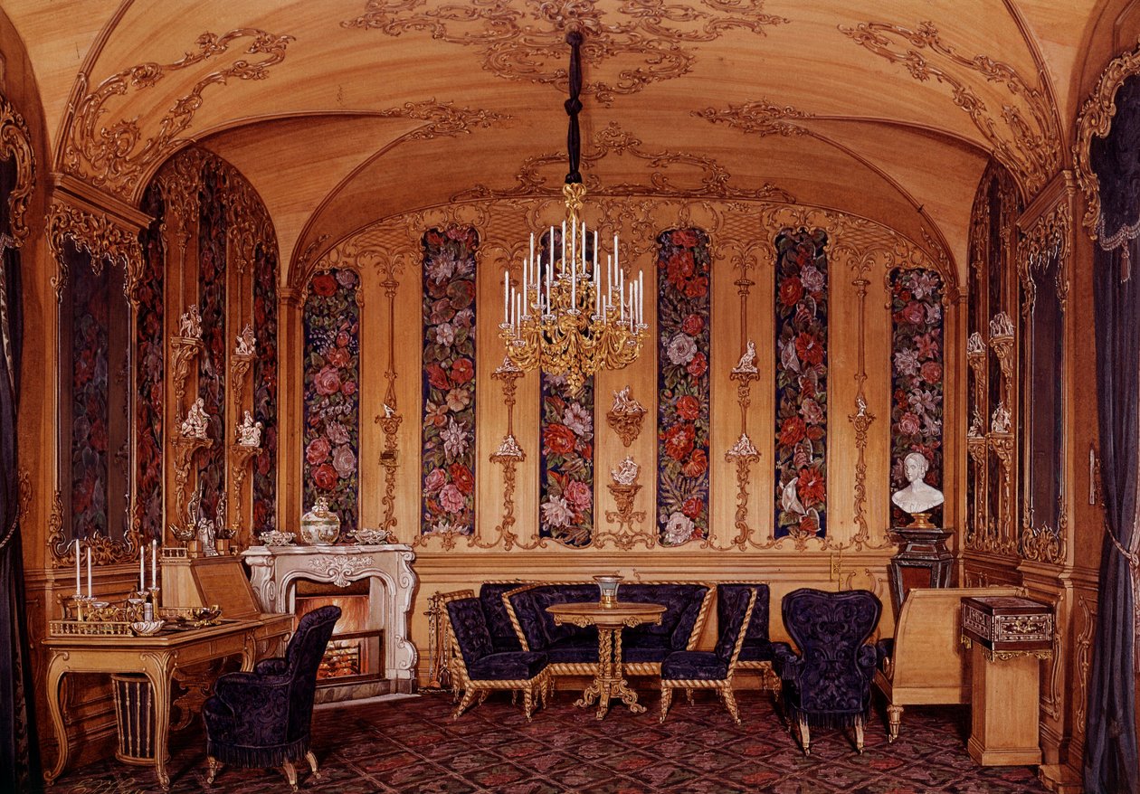 View of the Oak Cabinet of Alexandra Fyodorovna by Eduard Hau