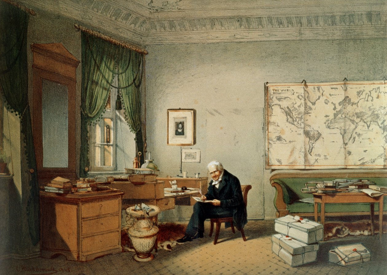 Baron Alexander von Humboldt in his Study by Eduard Hildebrandt