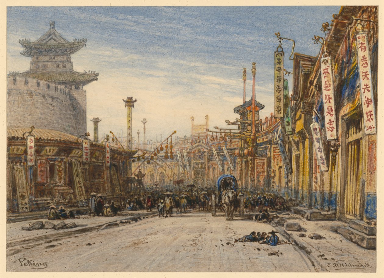 Street in Beijing by Eduard Hildebrandt