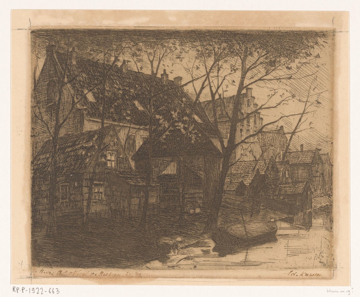 Backs of Houses Along the Water by Eduard Karsen (signed by artist)