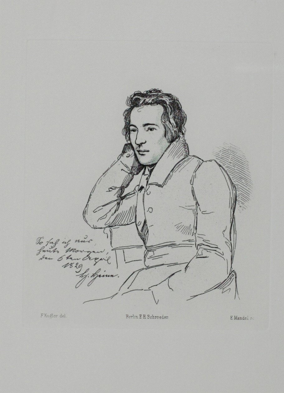 Portrait of the Poet Heinrich Heine After Franz Kugler by Eduard Mandel