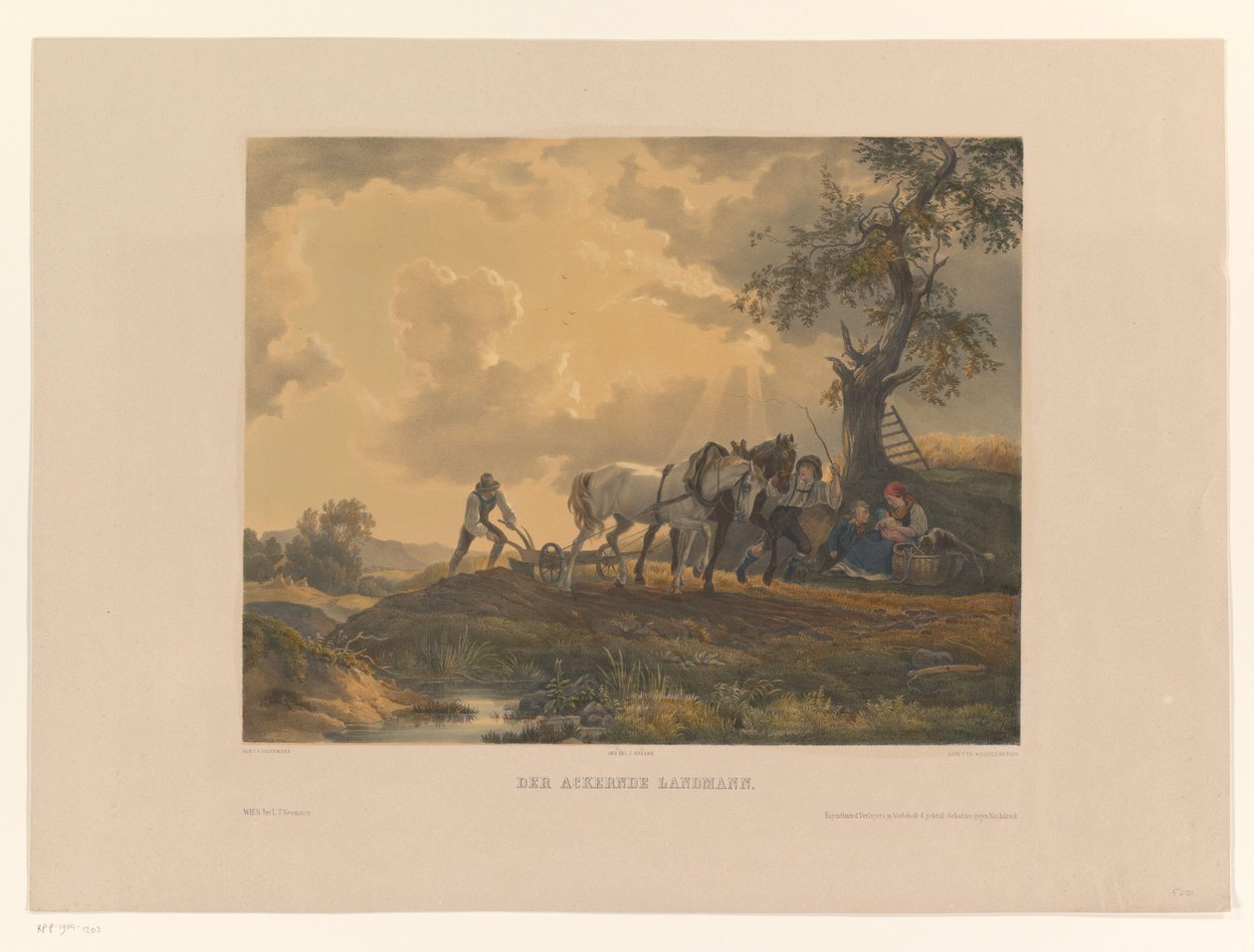 Figures Plowing the Land by Eduard Weixlgärtner