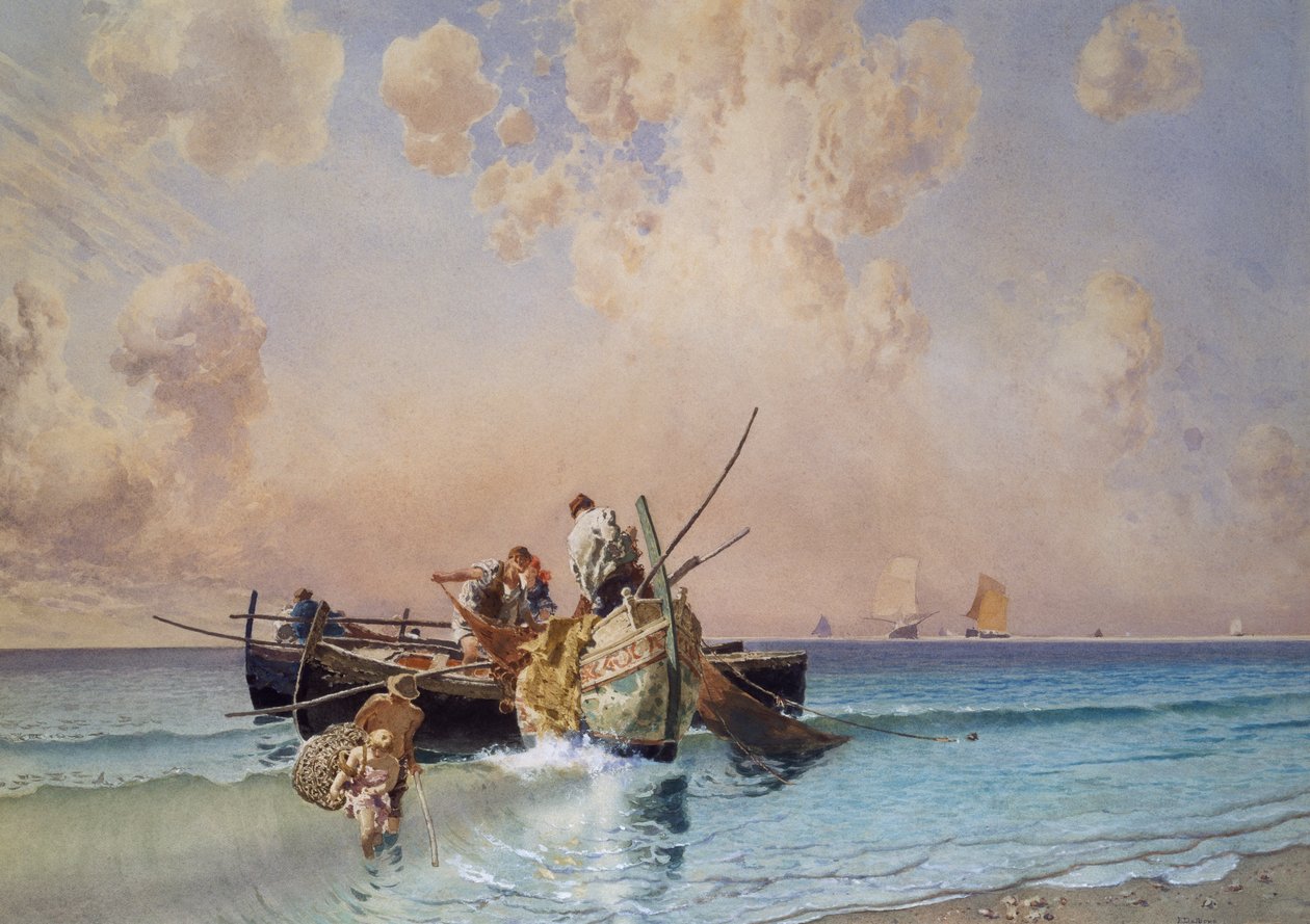 Back from fishing, by Eduardo Dalbono by Eduardo Dalbono