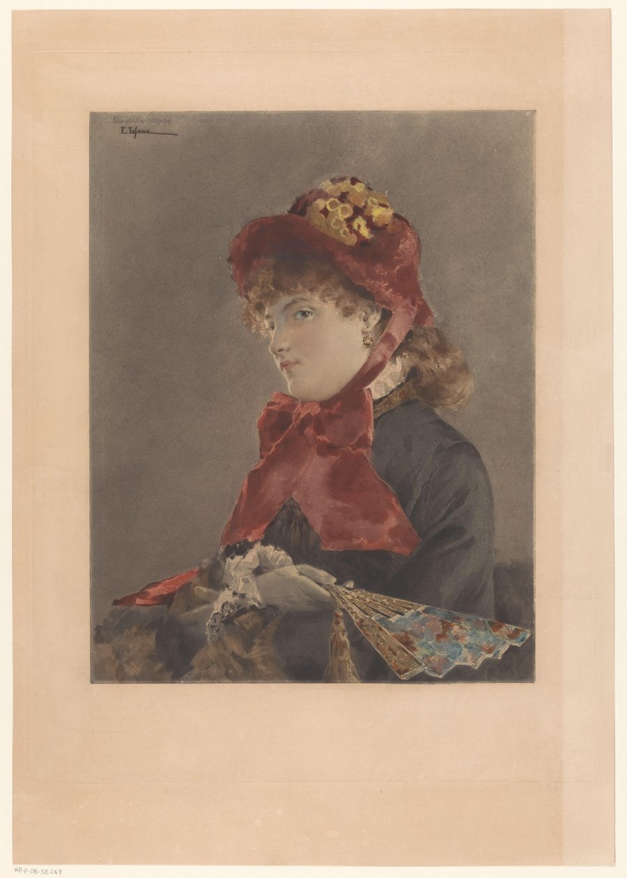 Young Woman with Fan by Eduardo Tofano