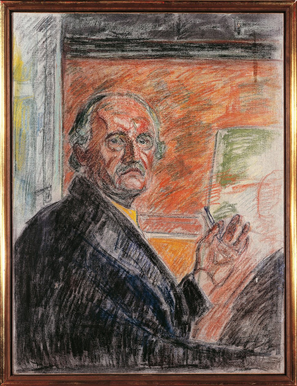 Self-Portrait with Pastel Crayon by Edvard Munch