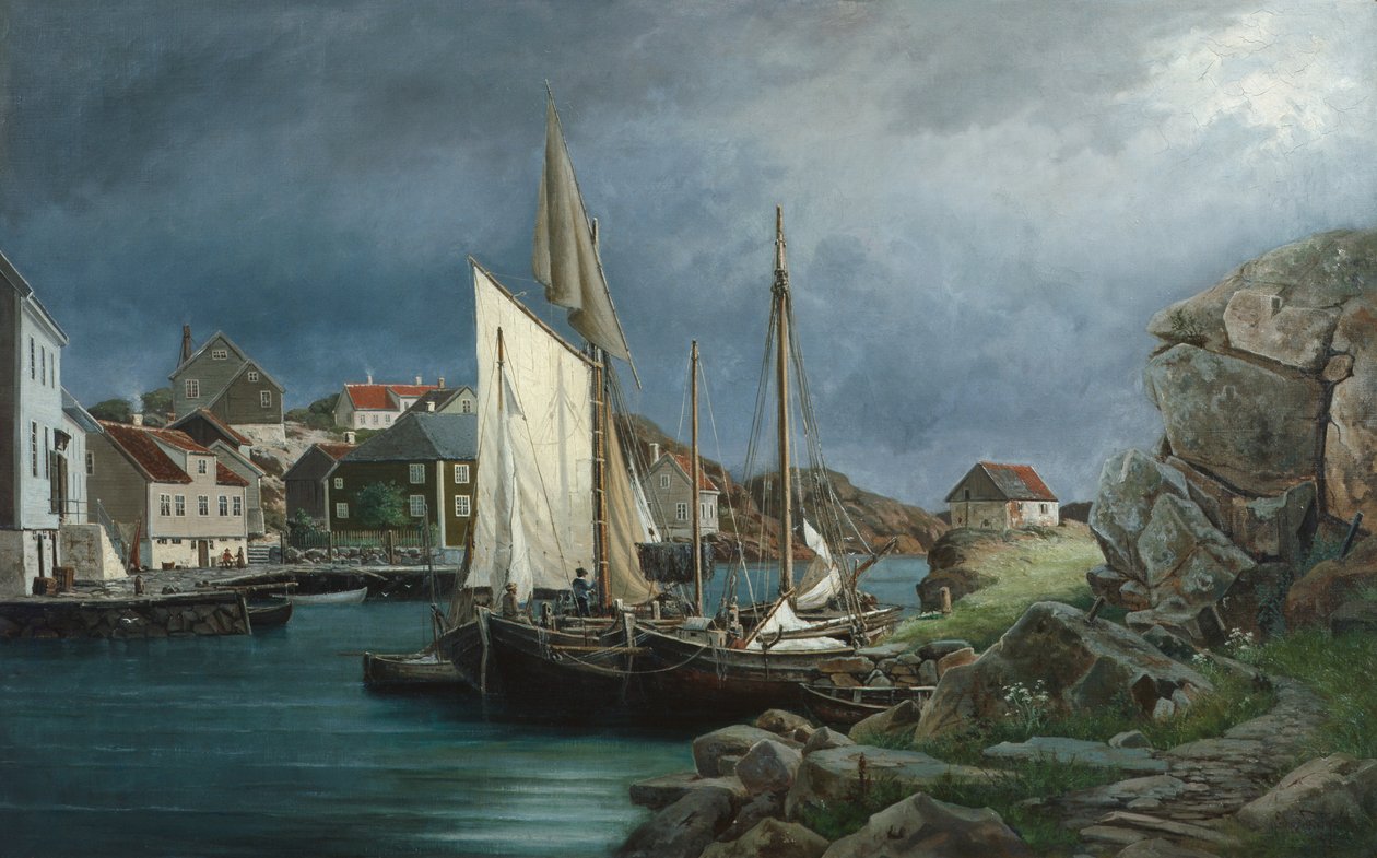 Fishing village by Edvard Skari