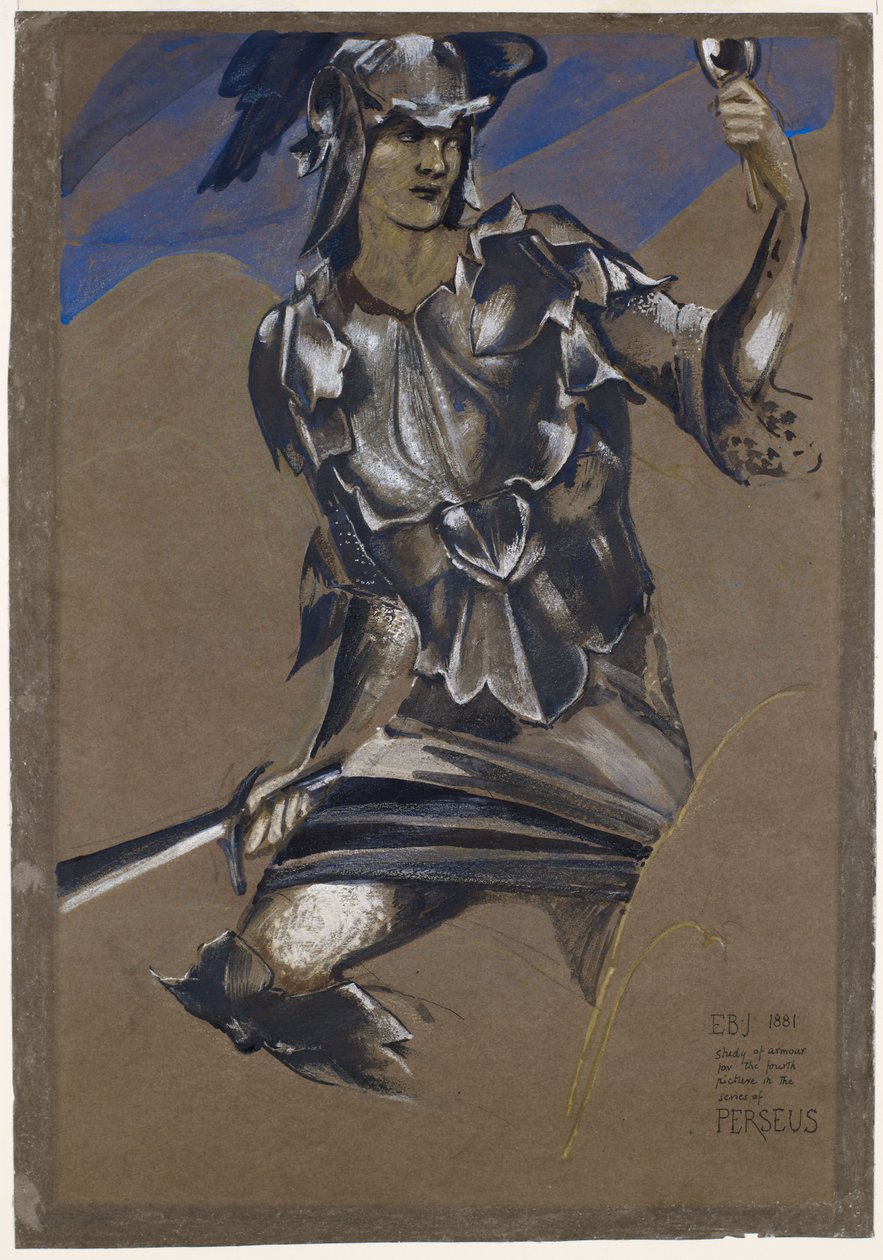 The Perseus Series - Study of Perseus in Armour for The Finding of Medusa by Edward Burne-Jones