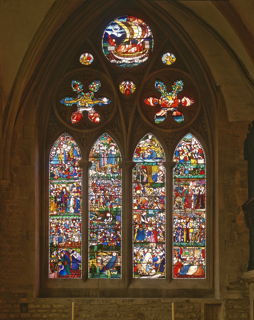The Death of St. Frideswide, East Window of the Latin Chapel, 1859 by Edward Burne Jones