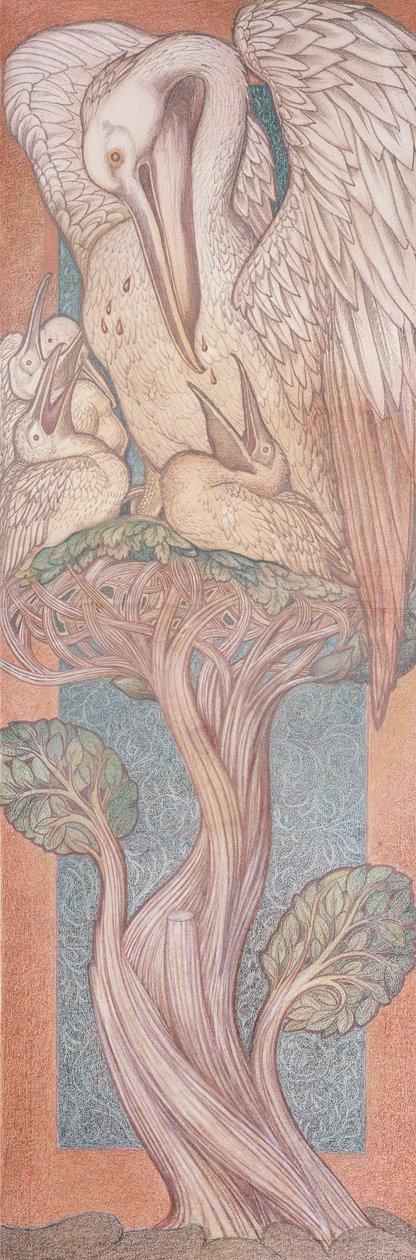 The Pelican, cartoon for stained glass for the William Morris Company, 1880 by Edward Burne Jones