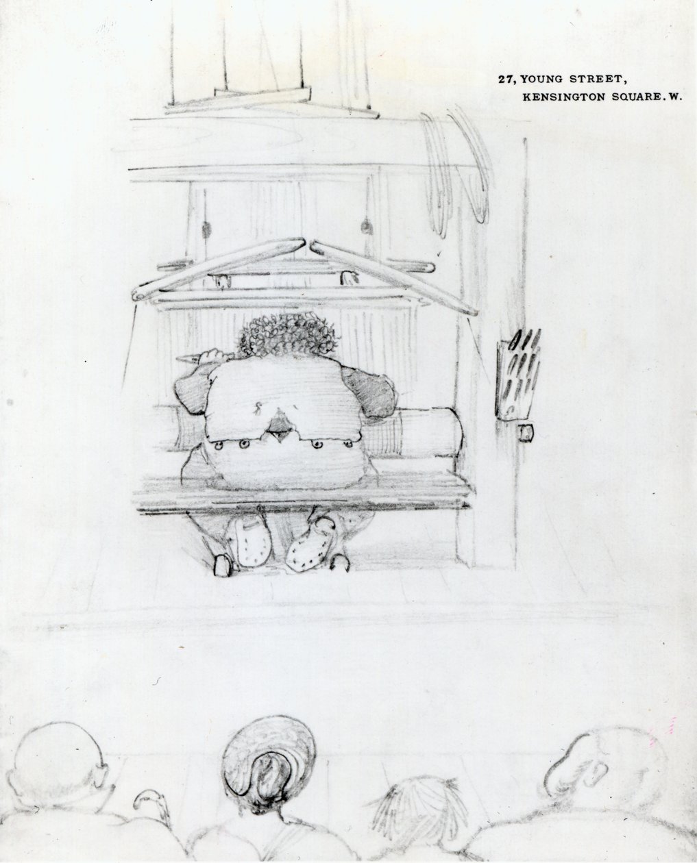William Morris at His Loom, Caricature by Edward Burne Jones