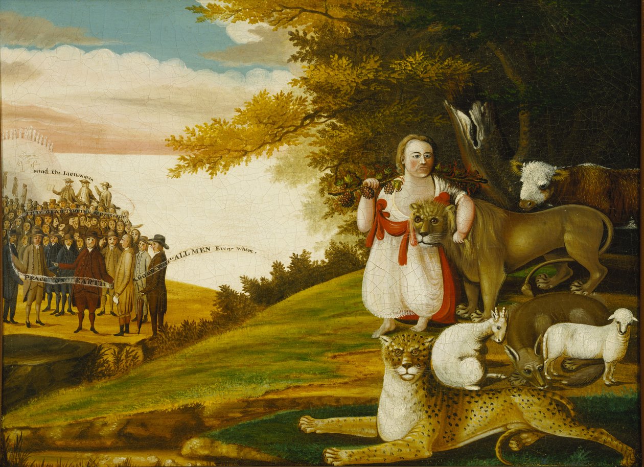 A Peaceable Kingdom with Quakers Bearing Banners by Edward Hicks