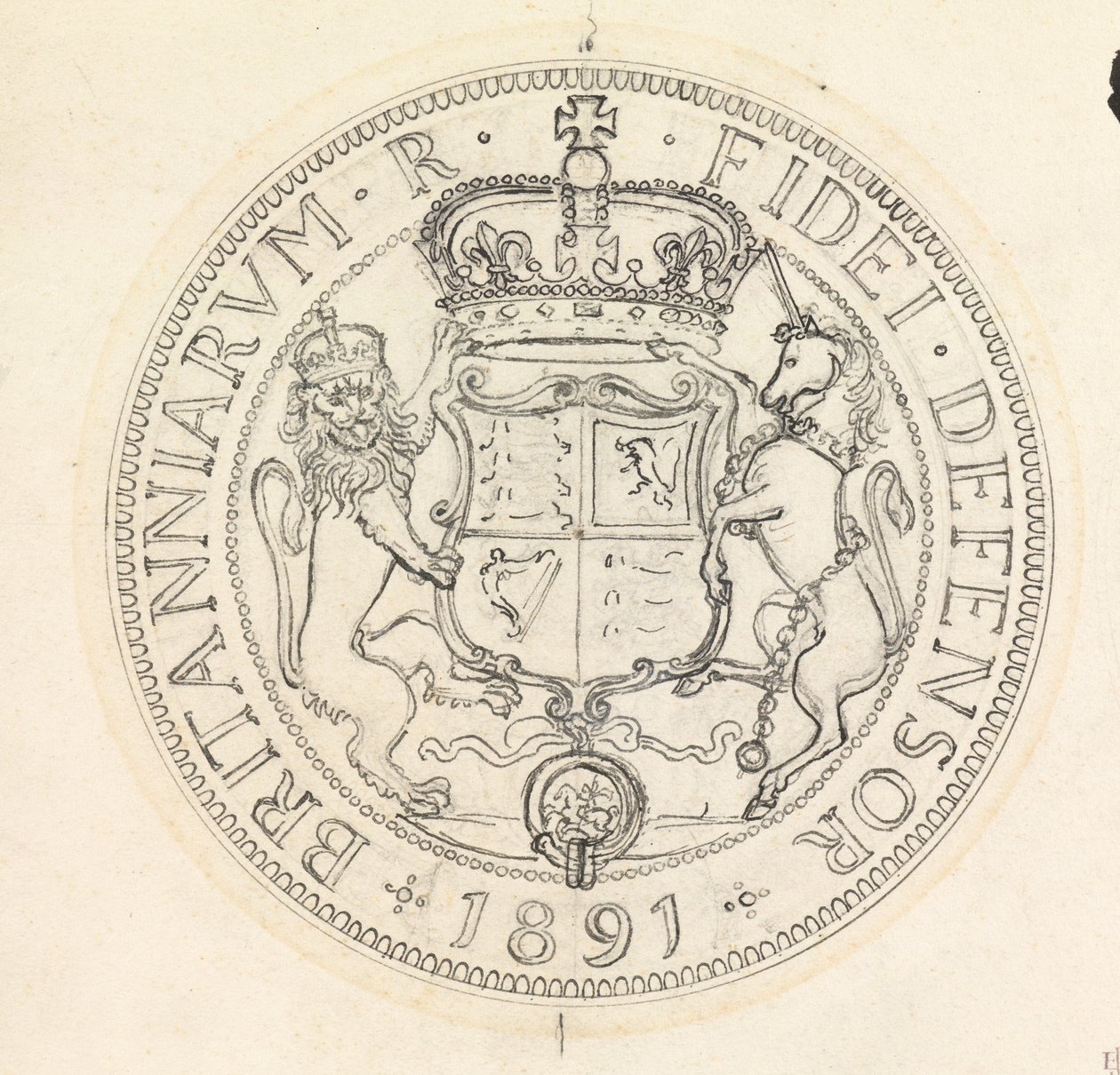 Two Design Sketches for the Florin and Shilling, 1891 by Edward John Poynter