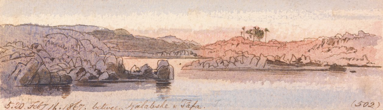 Between Kalabshee and Tafa, 5:20 pm, 16 February 1867 by Edward Lear