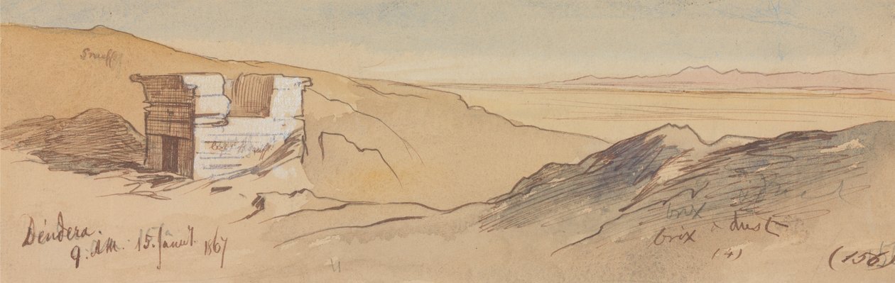 Dendera, 9:00 am, 15 January 1867 by Edward Lear