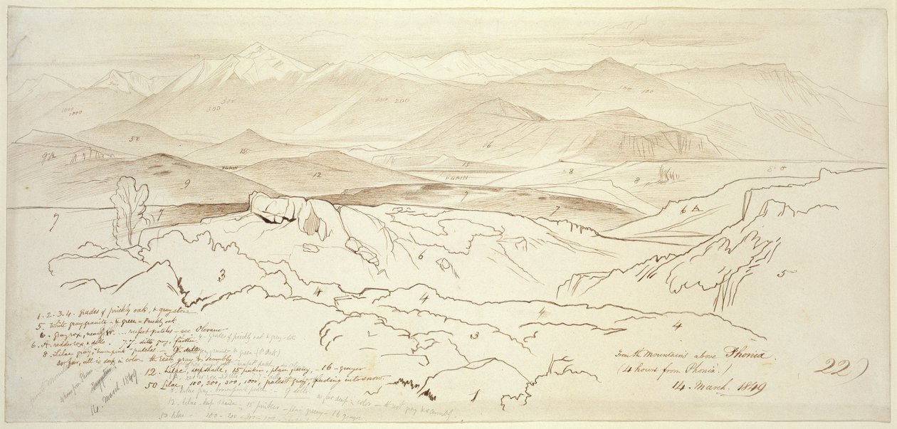 View from the Mountains above Phonia by Edward Lear