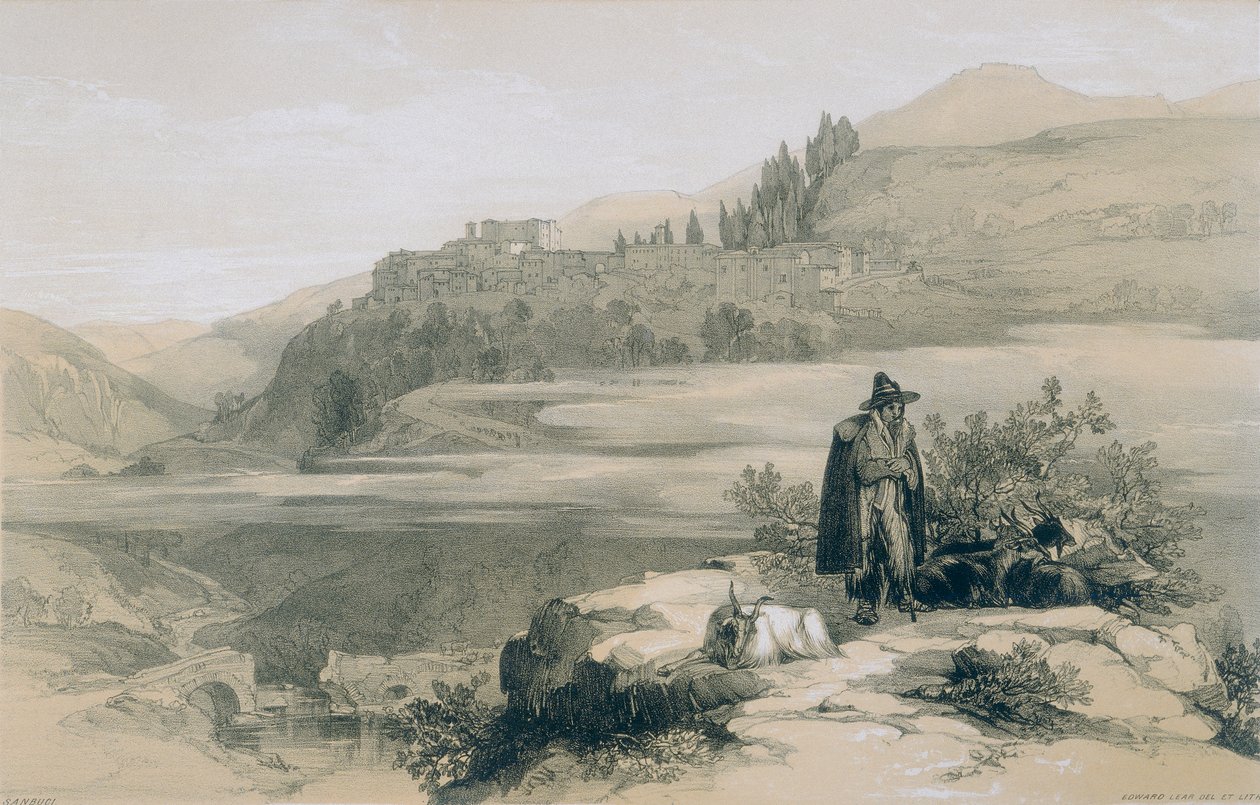 Views in Rome and its environs: Town and Castle of San Buci by Edward Lear