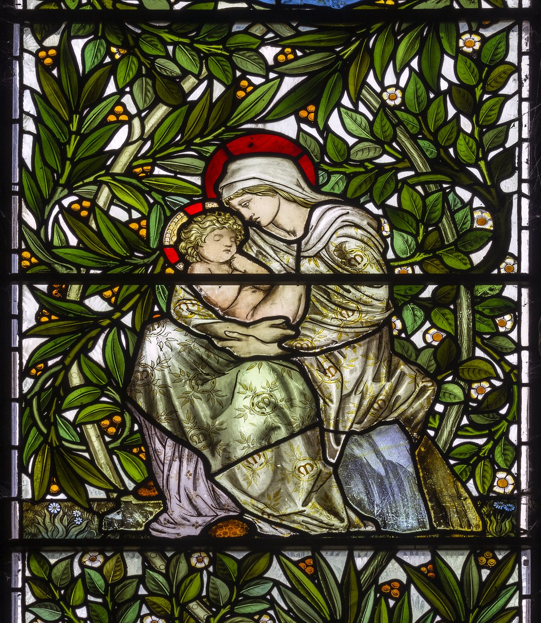 Nun Monkton, St Mary, Morris Marshall & Faulkner & Co, William Morris, Edward Burne-Jones, Madonna & Child, 1873 by Edward and Morris Burne Jones