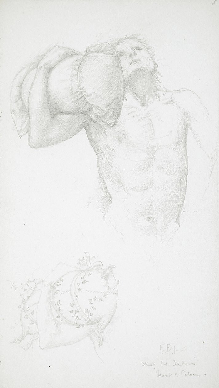 Male Nude Holding a Cushion by Edward Burne-Jones